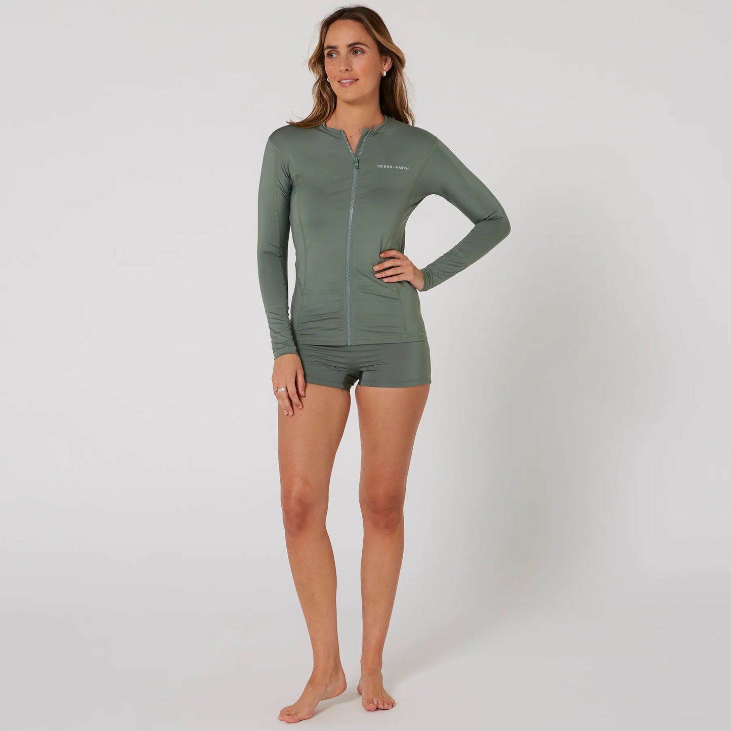 Ladies Oceana Long Sleeve Front Zip Lycra Vest