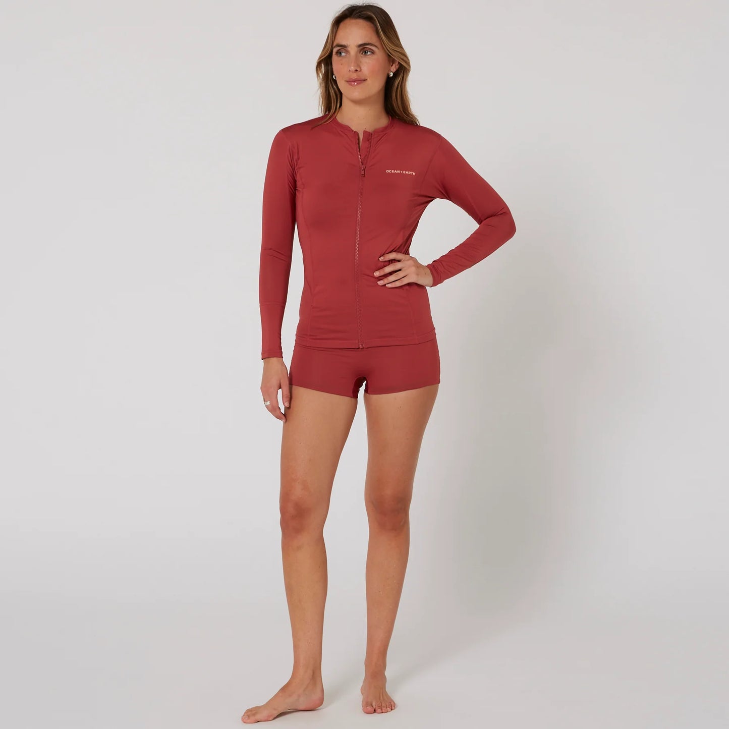 Ladies Oceana Long Sleeve Front Zip Lycra Vest