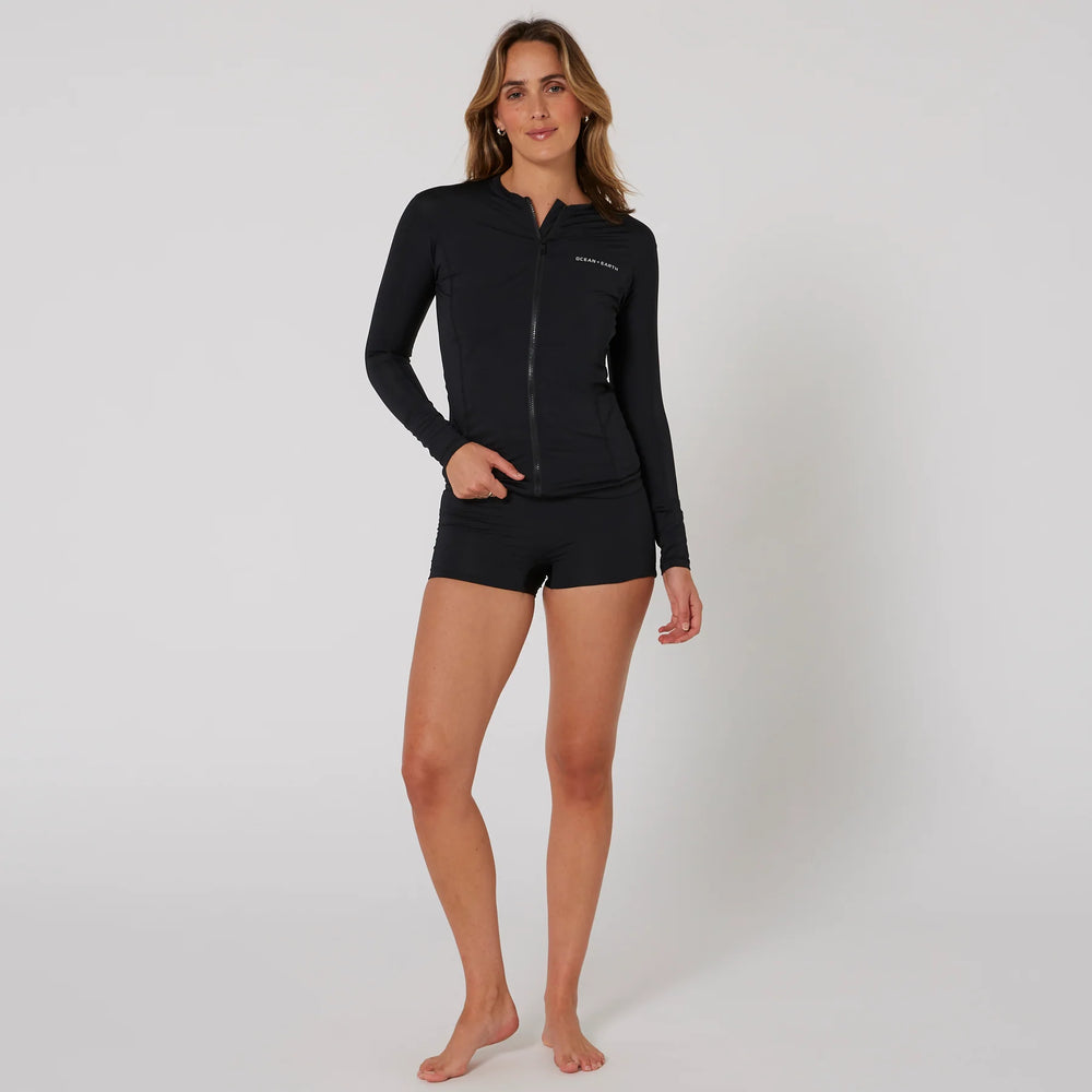 Ladies Oceana Long Sleeve Front Zip Lycra Vest